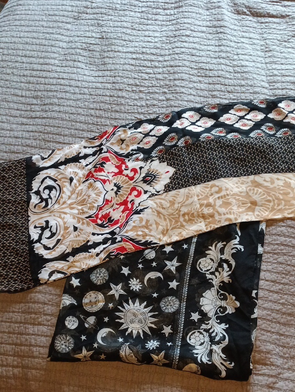 Black Multi-Print Lightweight Scarf